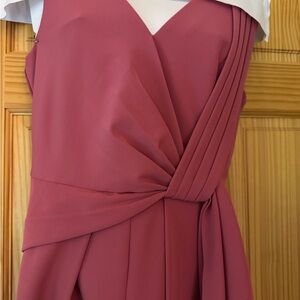 Adrianna Papell Pink Pleated Wrap Sheath Jumpsuit